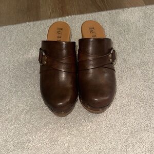 Kork-Ease Dark Brown Leather Clogs
